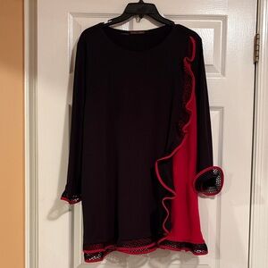 Elegant Black and Red Ruffle Dress